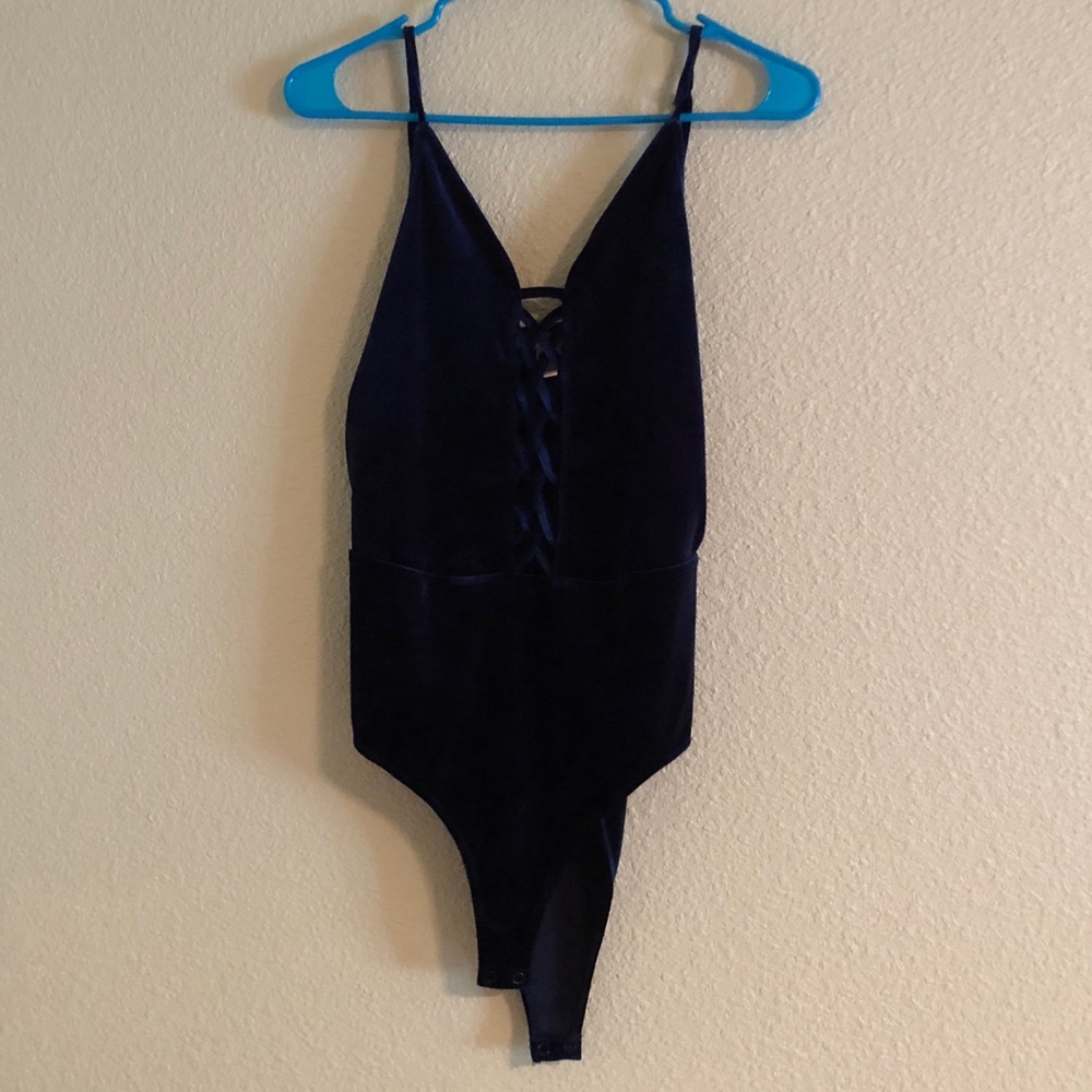 Dark blue velvet leotard!